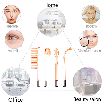4 In 1 High Frequency Electrode Wand Electrotherapy Glass Tube Beauty Device