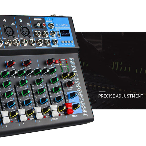 7 Channel Bluetooth Mixer DJ Live Studio Audio Mixer USB Console Amplifier AUX