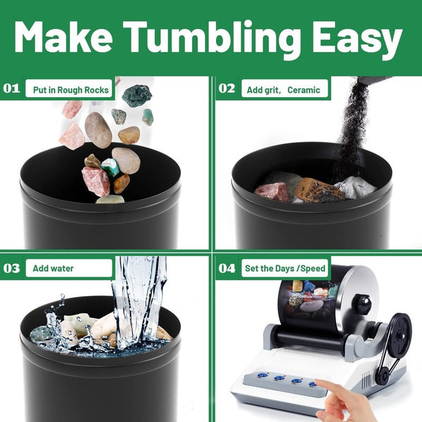 Rock Tumbler Kit for Kids & Adults Rock Polisher Stone Tumbler DIY Gemstones