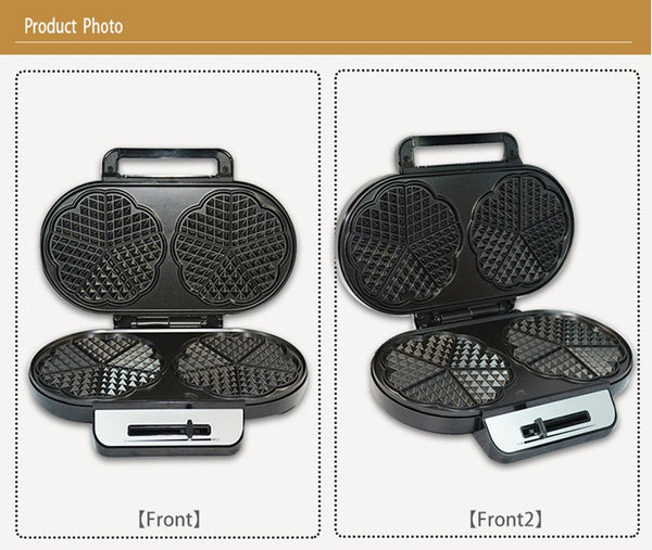 Electric Waffle Maker 10 Heart Shaped Waffles Nonstick Baker Breakfast Snacks