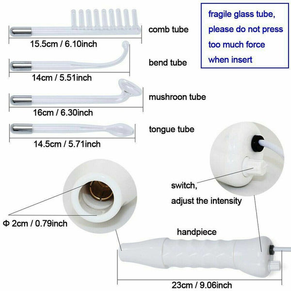 4 In 1 High Frequency Electrode Wand Electrotherapy Glass Tube Beauty Device