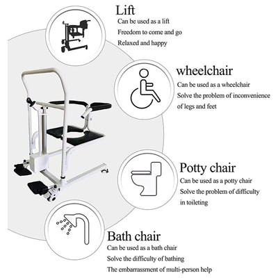 Transfer Lift Chair for Elderly Height Adjustable Electric Wheelchair 180° Split