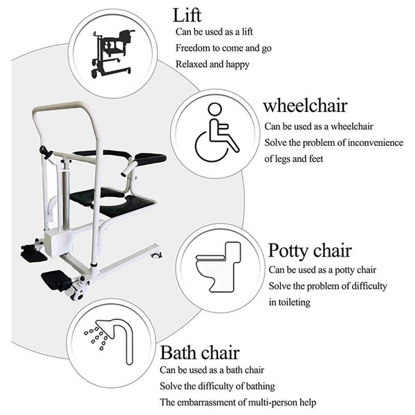 Transfer Lift Chair for Elderly Height Adjustable Electric Wheelchair 180° Split