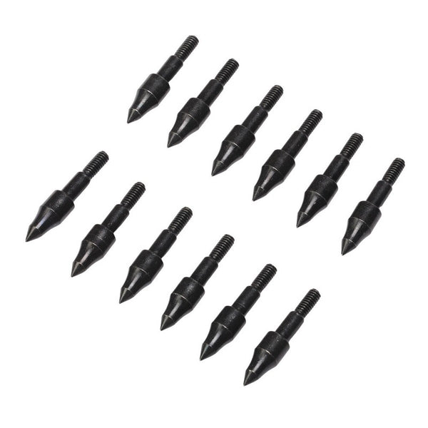 12pcs Carbon Steel Screw Thread Arrow Point Archery Arrowhead Target Field Tips