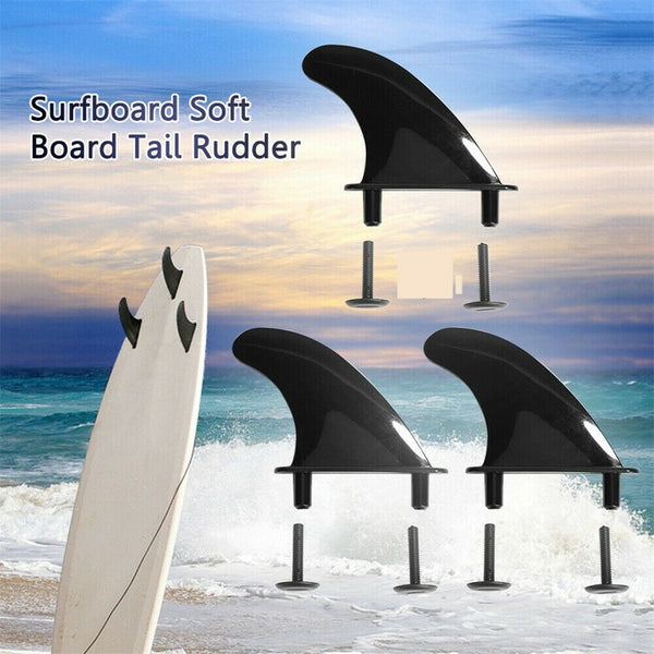 3Pcs Soft Top Surfboard Fins Sets for Softboard Paddle Board Surf Boards Black
