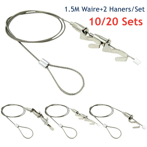 10/20x Art Gallery Display Hanging Heavy Duty Rail Hook 1.5M Picture Display Kit