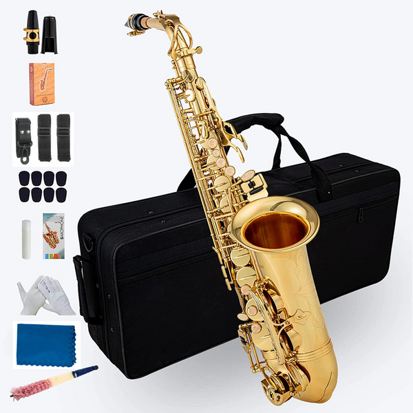 Eb Alto Saxophone Brass Lacquered Gold E-Flat Sax with Case & Accessories
