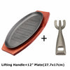 12" Cast Iron Steak Serving Plate Sizzling Teppanyaki Hot Gratin Dish BBQ Grill