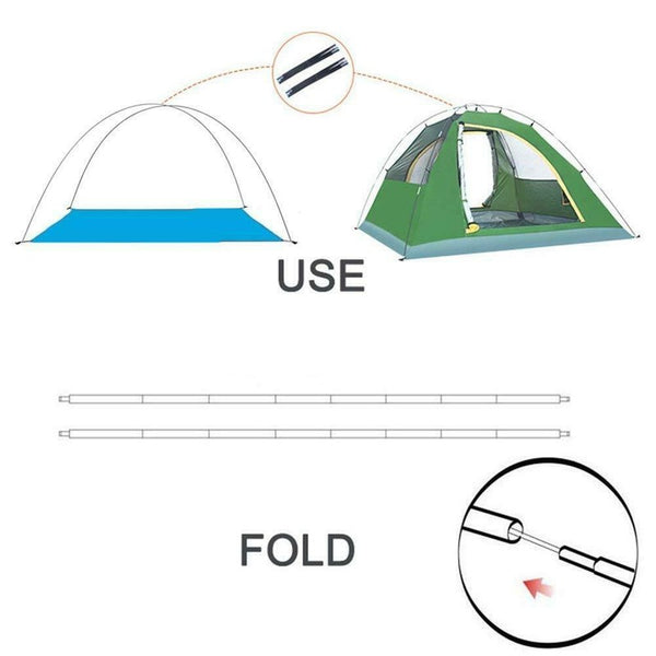 2X7 Sections Foldable Fiberglass Tent Pole Replacement Kit for Camping Hiking AU
