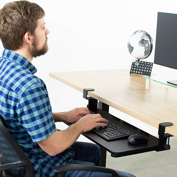 Keyboard Tray Under Desk Slide-Out Platform Computer Drawer for Typing Black AU