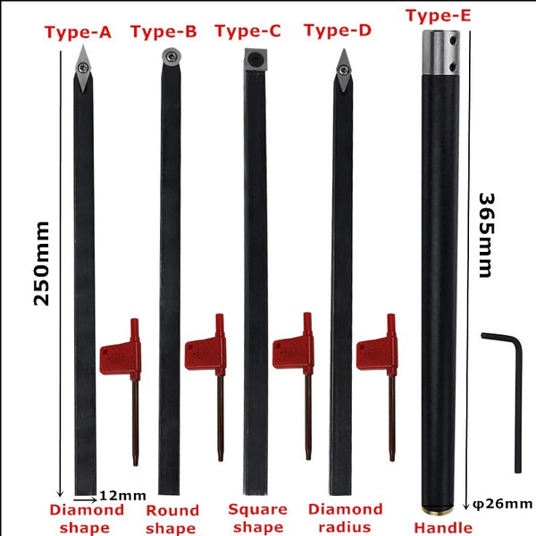 Carbide Tipped Wood Turning Tools Rougher Turning Chisels Set 8 Pcs Lathe Tools