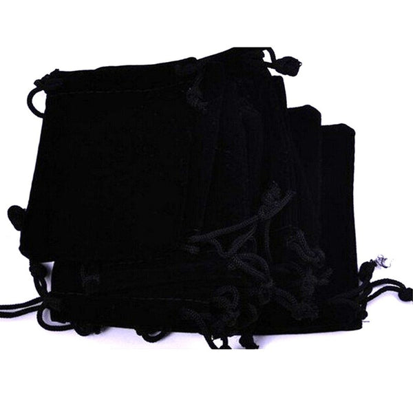 100PCS Black Velvet Pouch Drawstring Bags Wedding Favours Gift Jewellery Packing