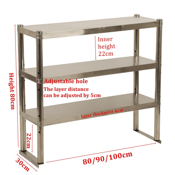 3Tier Commercial Kitchen Overshelf bench Top Stainless Steel for Prep&Work Table