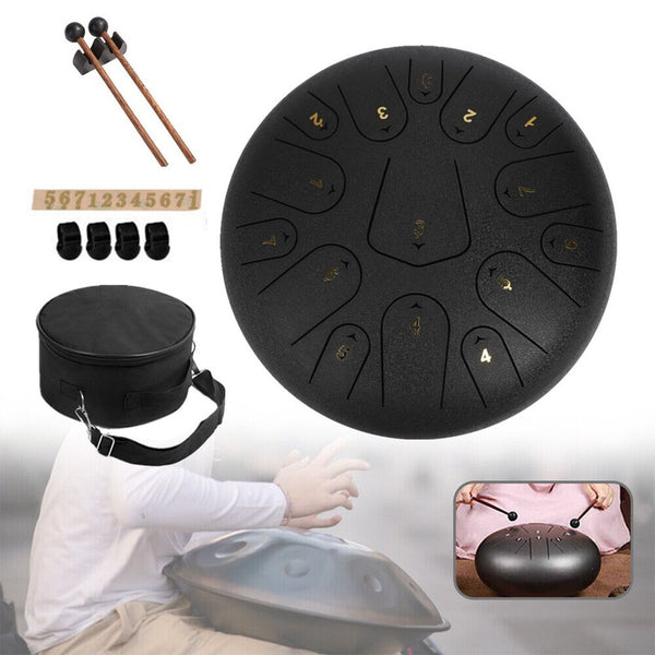 Rain Drum Steel Tongue Drum 12inch 15 Notes Musical Instruments Handpan Drum