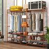 Bamboo Clothes Rack Open Wardrobe Garment Coat 170CM Wooden Clothes Rail Rack