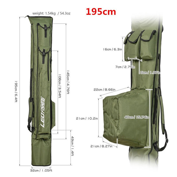 195cm Portable Fishing Rod Bag Fishing Gear Bag Fishing Storage Backpack AU