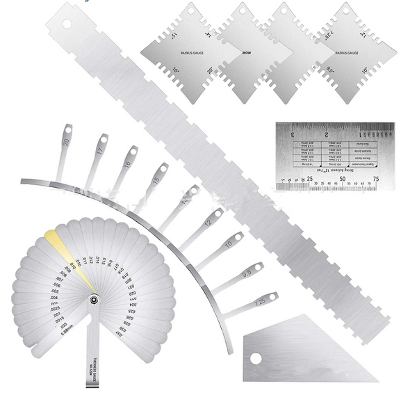 17 Pcs Guitar Luthier Tool Radius Gauge String Action Ruler Guitar Bass Setup