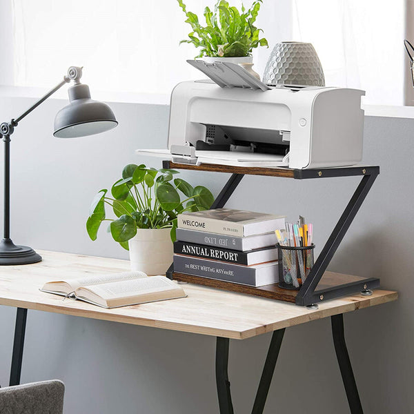 2 Tier Desktop Printer Rack Shelf Office Room Metal Racks Printer Holder