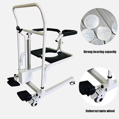 Transfer Lift Chair for Elderly Height Adjustable Electric Wheelchair 180° Split