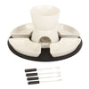 Ceramic Cholocate Fondue Set w/ 4 Bowls 4 Forks Melting Pot for Cheese Chocolate