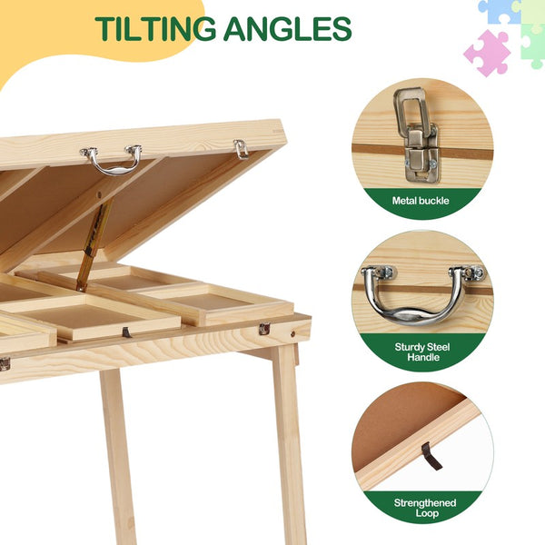 1500pcs Jigsaw Puzzle Table Adjustable Height&Up Puzzle Board w 4 Draws & Cover