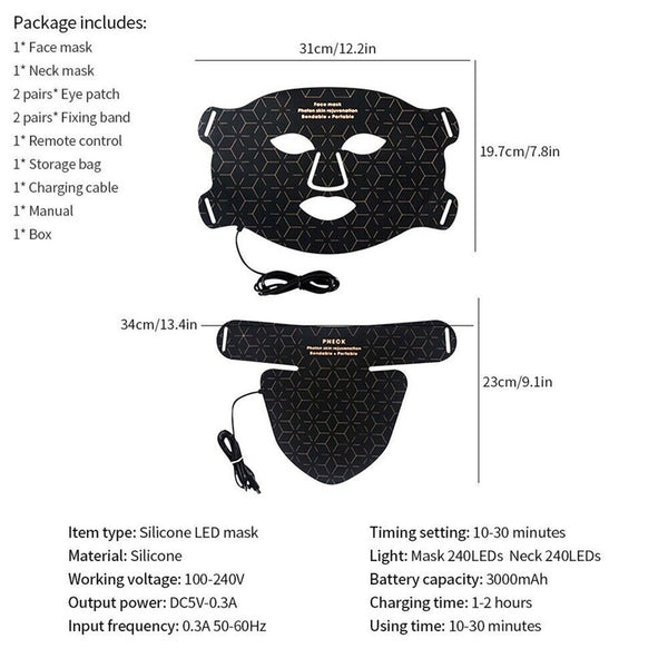 240 Lights Face Neck LED Mask Portable Skin Care Red Light Therapy for Face AU