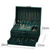 3-layers Jewelry Organizer Large Necklace Ring Display Cases Green Velvet Box
