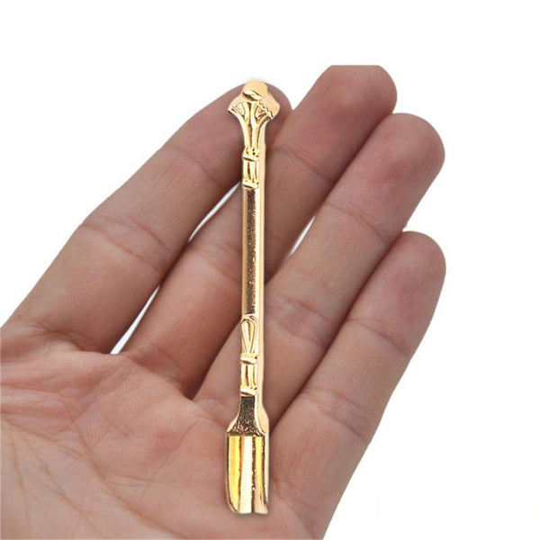 2X Gold Snuff Spoon Micro Spoon Spatula Spoon Stainless Steel Scoop ANTIQUE