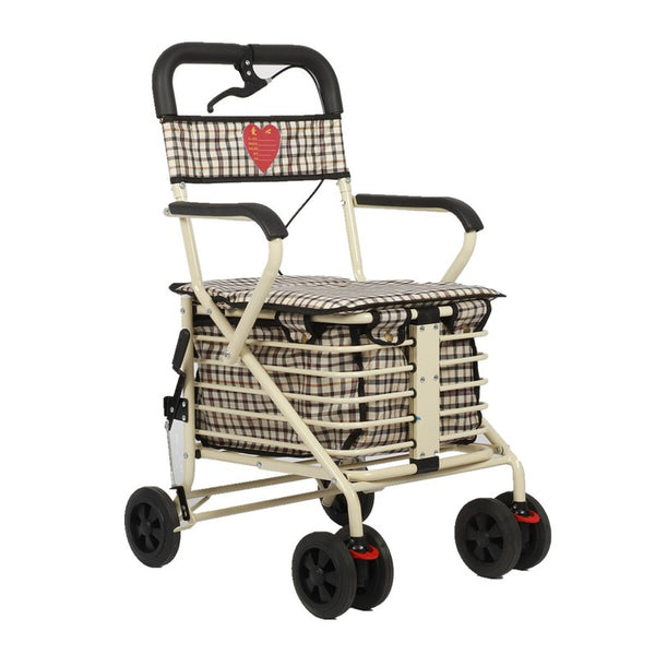 Shopping Trolley on Wheels Portable Folding Elderly Shopping Cart Walking Aid