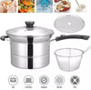 Pasta Noodle Cooking Pot Stainless Steel Fryer Steamer Pot Chip Frying Basket