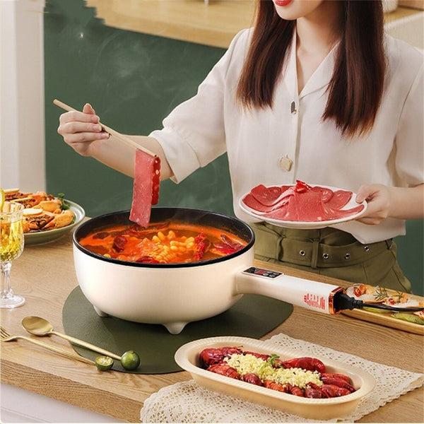 4L 28cm Electric Frying Pan with Steamer&Lid Non-stick Multifunctional Cookware
