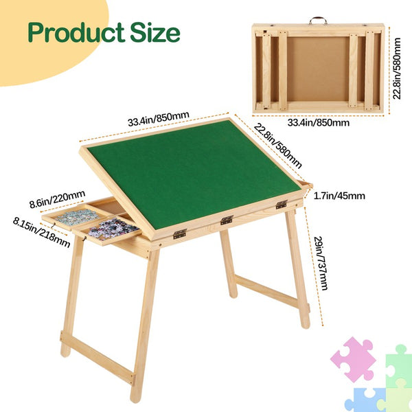 1500pcs Jigsaw Puzzle Table Adjustable Height&Up Puzzle Board w 4 Draws & Cover