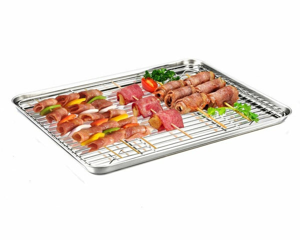 Stainless Steel Baking Pan Oven Tray Cookie Sheet Commercial Roasting Deep Pans