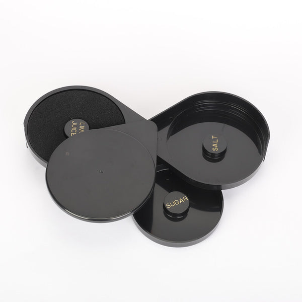 Portable Margarita Salt Rimmer Set with Separate Tier for Lime Juice Salt Sugar