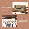 Bamboo Clothes Rack Open Wardrobe Garment Coat 170CM Wooden Clothes Rail Rack
