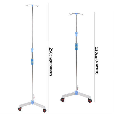 2 Hook Adjustable IV Pole Portable Drip Bag Stand for Clinic Household Care