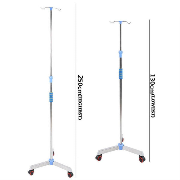 2 Hook Adjustable IV Pole Portable Drip Bag Stand for Clinic Household Care