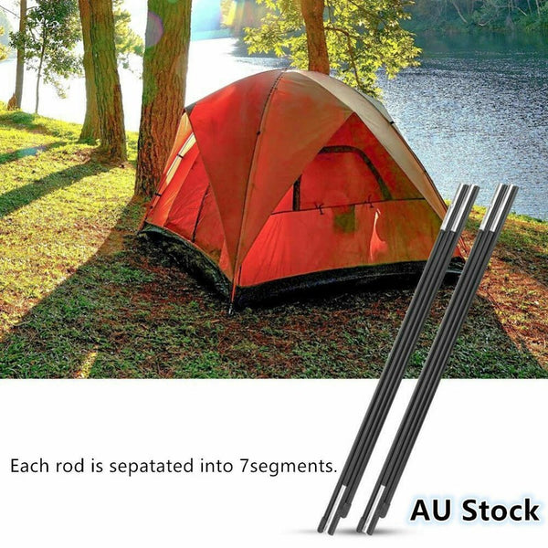 2X7 Sections Foldable Fiberglass Tent Pole Replacement Kit for Camping Hiking AU