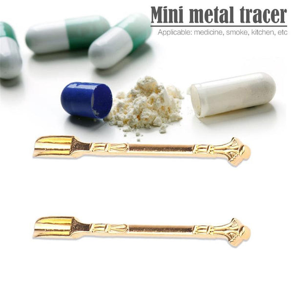2X Gold Snuff Spoon Micro Spoon Spatula Spoon Stainless Steel Scoop ANTIQUE