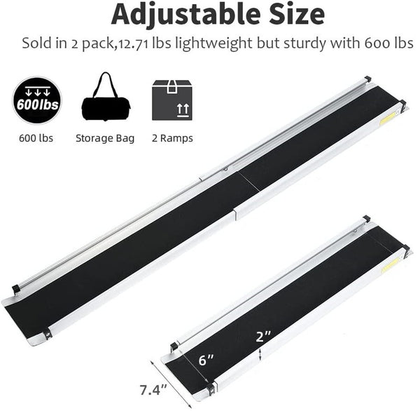 Folding Wheelchair Ramps for Step 5/6FT Portable Antiskid Loading Threshold Ramp