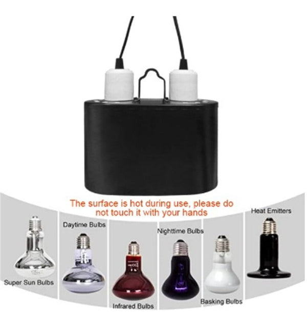 Reptile Lamp Double Dome UVB Light Head For Turtle Lizard with Separate Switches