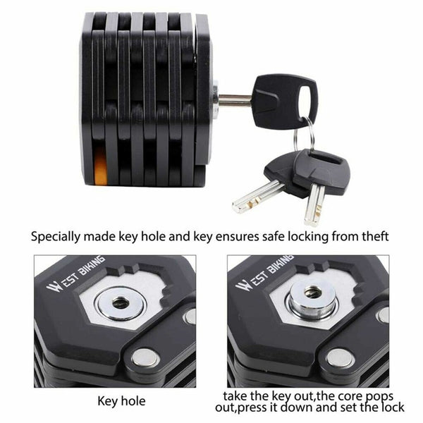 Bicycle Lock with 3 Keys Anti-Theft Folding Bike Lock with Mounting Bracket
