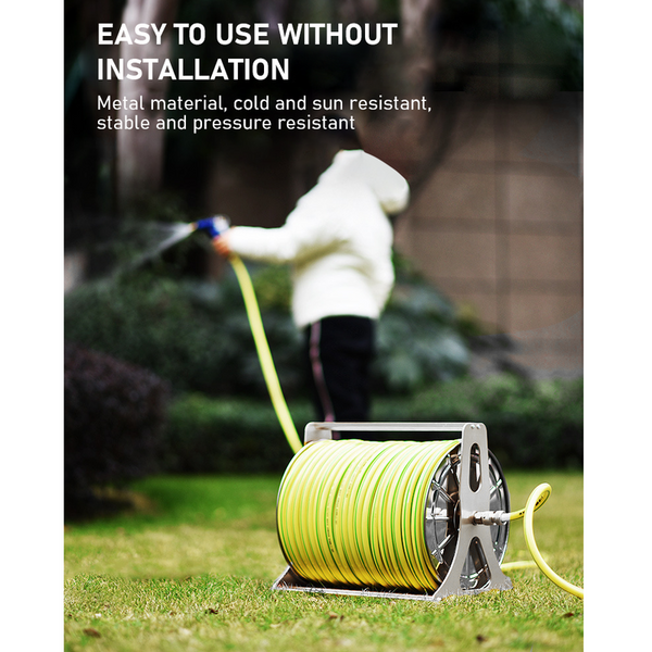 1/2'' X 60M Water Hose Reel Rack Stainless Steel Portable Pipe Holder Storage AU