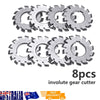 8Pcs Gear Milling Cutters with 20° Pressure Angle for Metric Module M1-M8 Gears