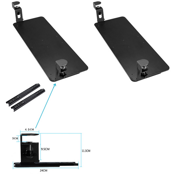 Keyboard Tray Under Desk Slide-Out Platform Computer Drawer for Typing Black AU
