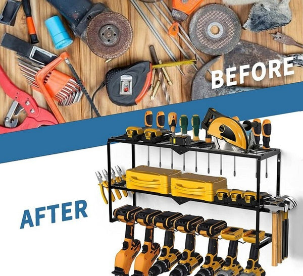 7Slot 3Layer Power Tool Storage Rack Drill Organizer Floating Hammer Plier Hold