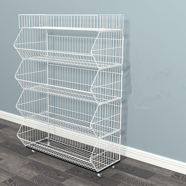 5 Tier Retail Display Rack Organizer Storage Shelf Heavy Duty Metal Basket Cart