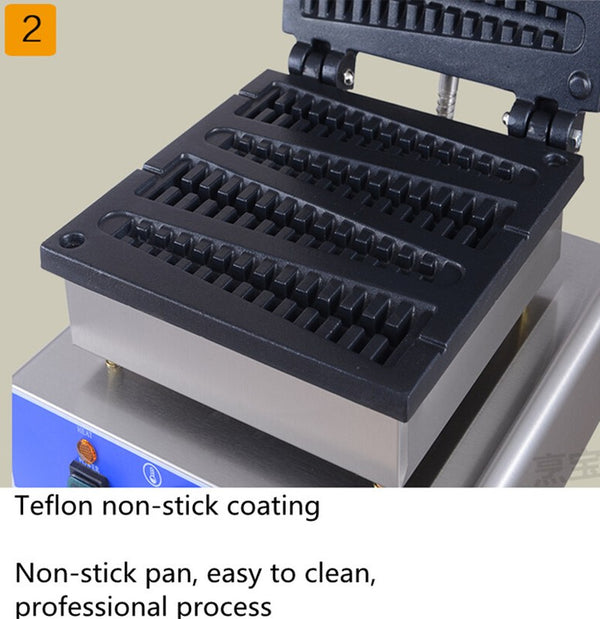 Commercial Waffle Maker 4Pcs Lolly Waffle 1750W Non-Stick Plate Waffle Baker AU