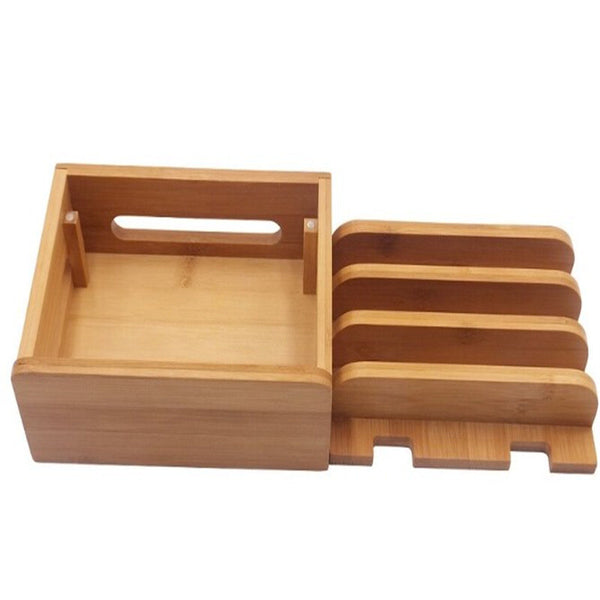 Bamboo USB Charge Station Multi-Device Hub Charging Dock for Phone iPad Tablet