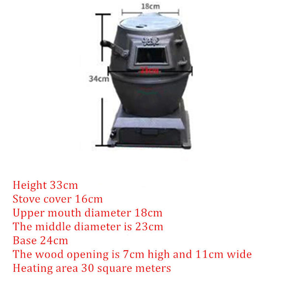Wood-Burning Heating Stove Thickened Cast Iron Coal Stove Tent Indoor Heating